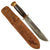 Original U.S. WWII Private Purchase Fighting Knife with Staghorn Pommel & Leather Belt Sheath by Marble Arms of Gladstone, Michigan Original Items