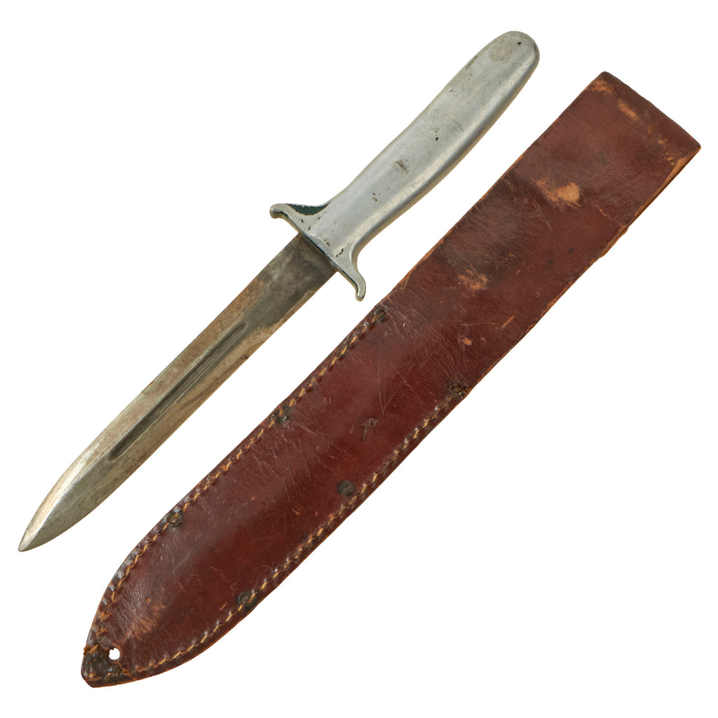 Original U.S. WWII Soldier Cut-Down Rare Everitt Green Handle Knuckle Fighting Knife with Custom Scabbard Original Items
