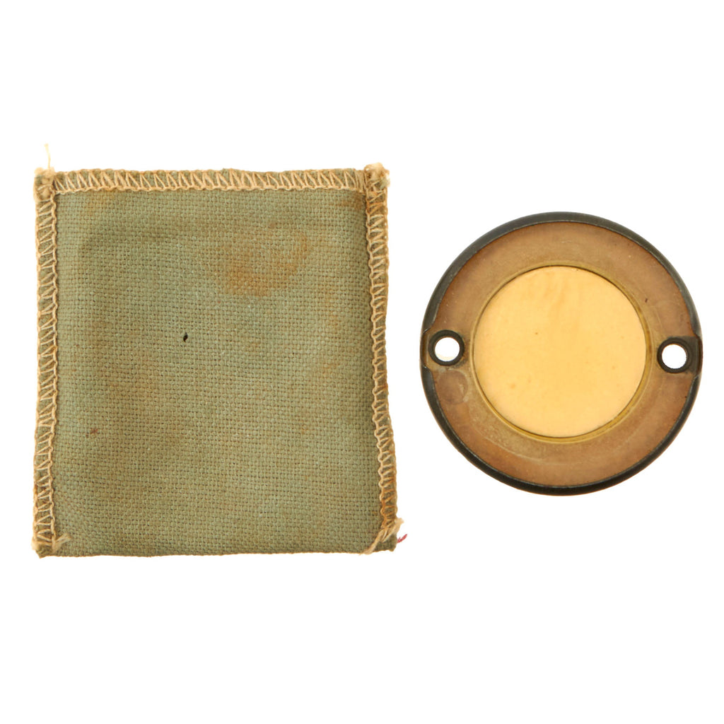 Original U.S. WWII Paratrooper D-Day Normandy Invasion Clip On Luminous Disc Helmet Marker with Original Pouch Original Items