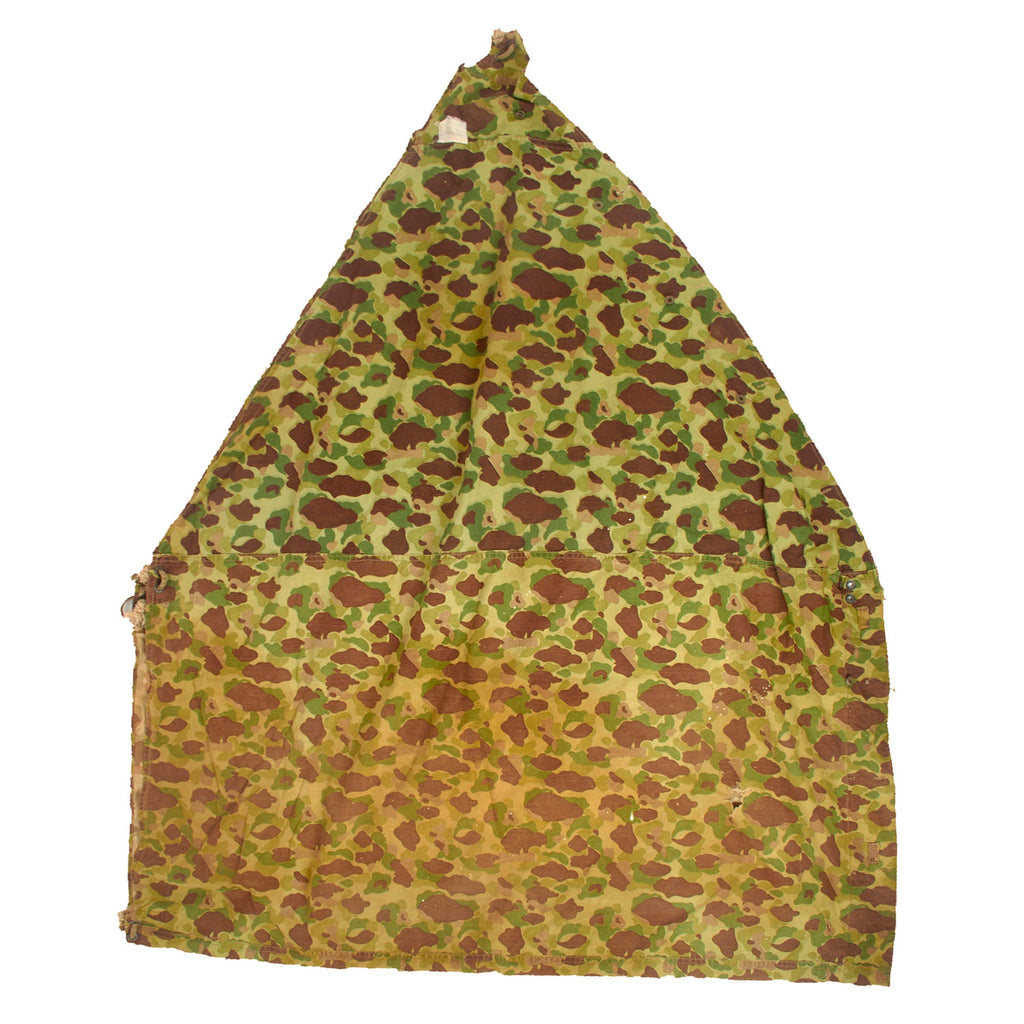 Original U.S. WWII USMC 1942-Dated Shelter Half Poncho by Powers & Co with Great Color - Reversible Camouflage Original Items