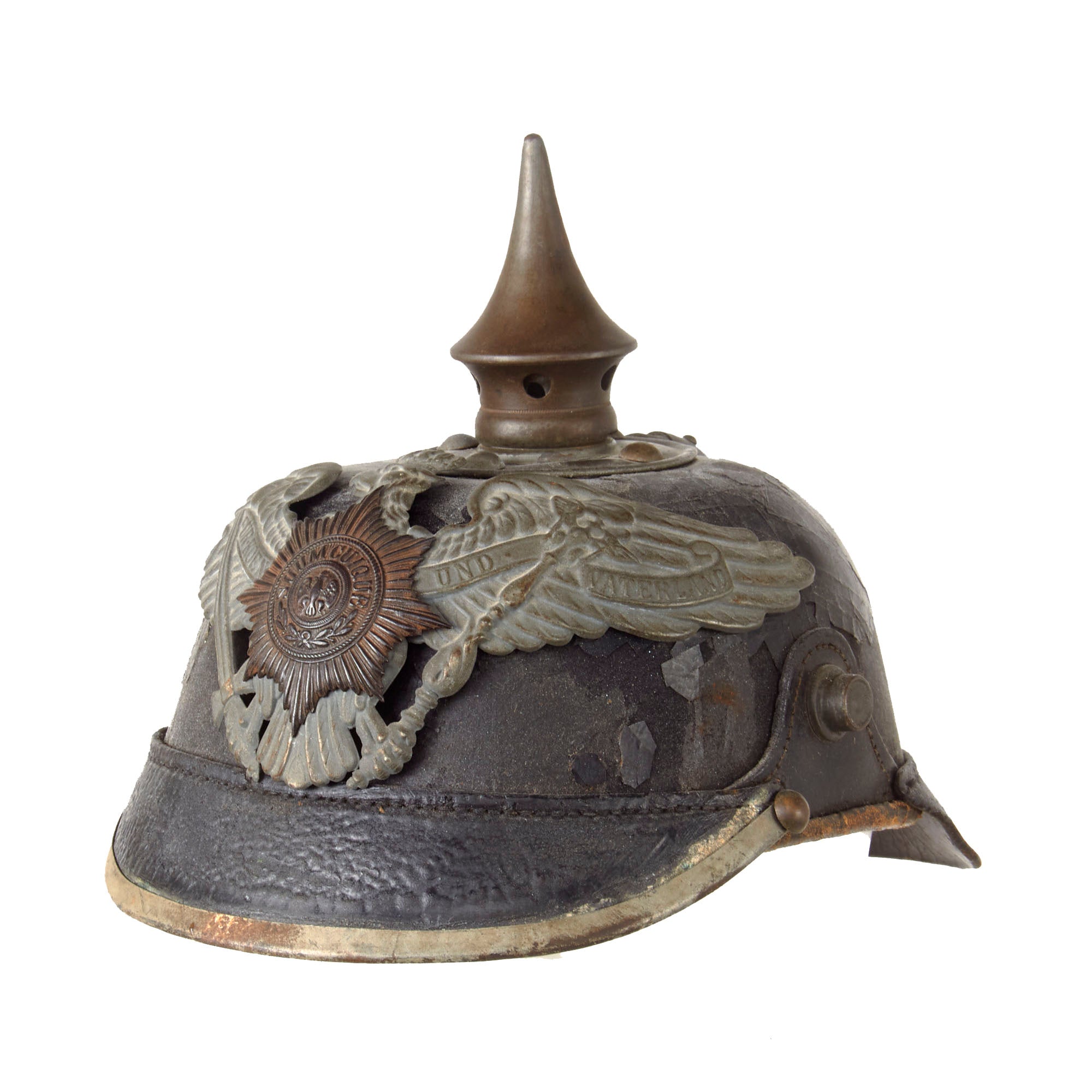 Original Imperial German WWI Prussian Guard Regiment M1915 Infantry EM/NCO Pickelhaube Helmet