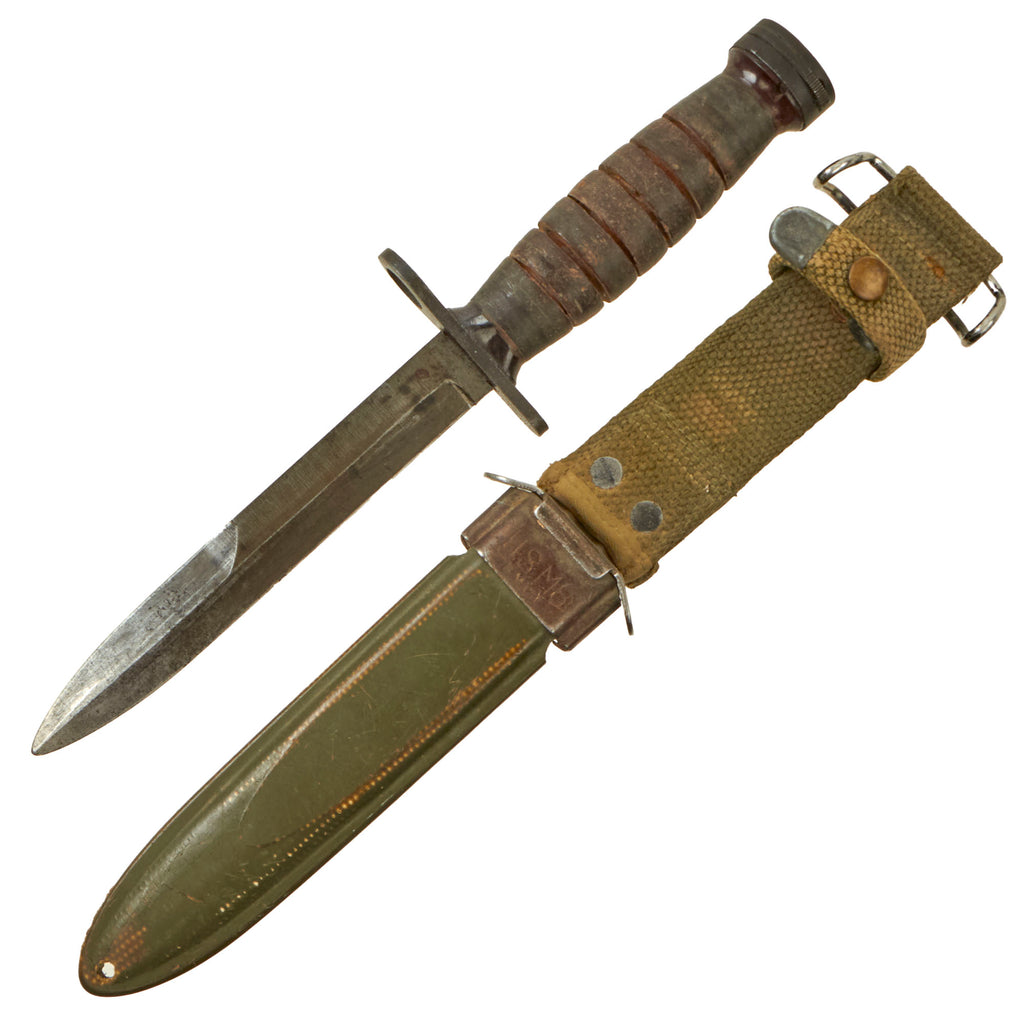 Original U.S. WWII M4 Bayonet for the M1 Carbine by IMPERIAL with M8 Scabbard by B.M. Co Original Items