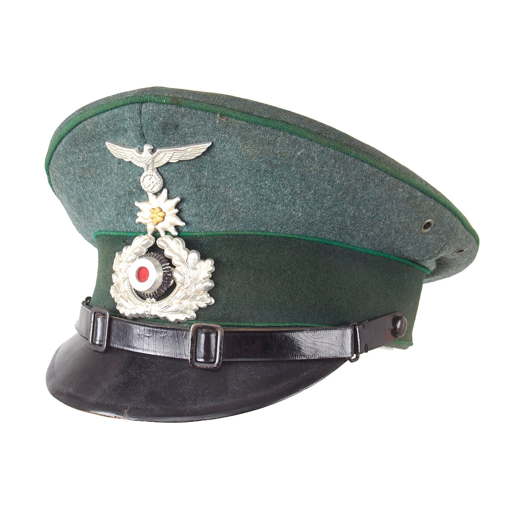 Original German WWII Heer Army Gebirgsjäger Mountain Trooper EM/NCO Schirmmütze Visor Cap with Edelweiß Badge Original Items