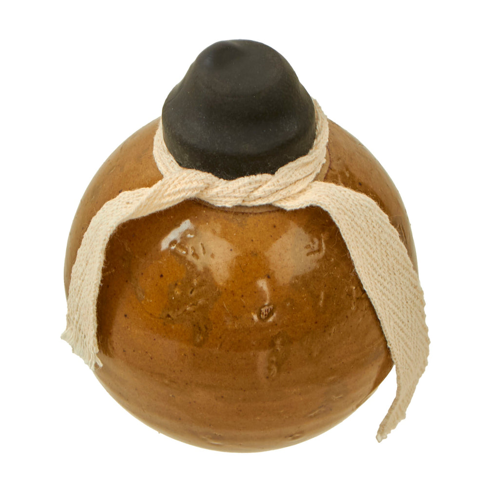 Original Japanese WWII Type 4 Ceramic Inert Hand Grenade in Glaze Brown with Replacement Fuze Assembly Original Items
