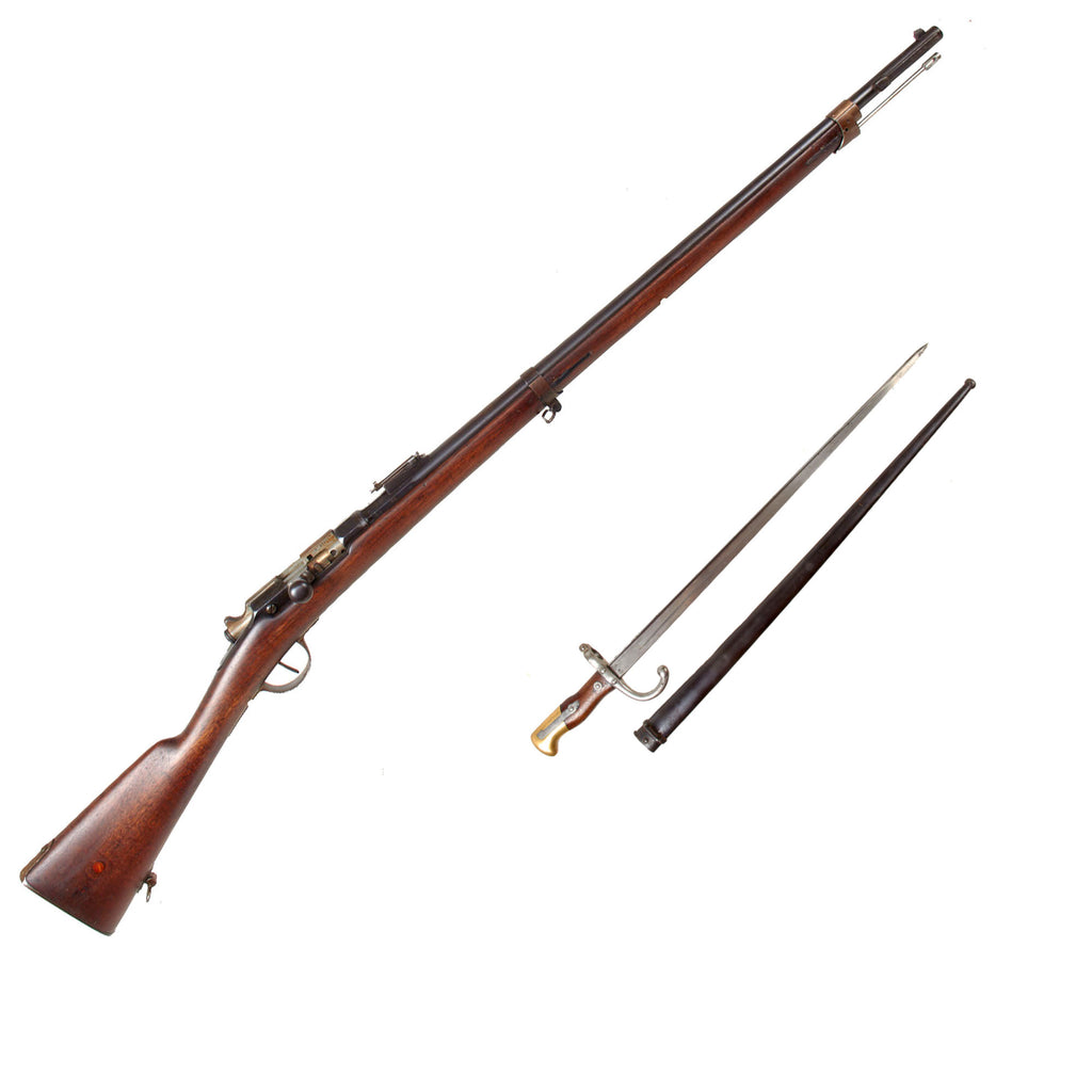 Original French Modèle 1866-74 Gras Converted Rifle by St. Etiénne Serial Q 83673 with M1874 Bayonet and Scabbard - Dated 1873 Original Items