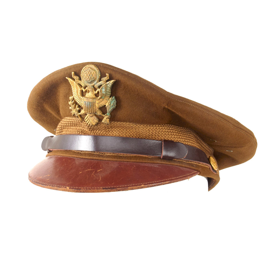 Original U.S. WWII Army Officer Wool Felt Visor Service Cap by Society Brand Headwear - Size 6 7/8 Original Items