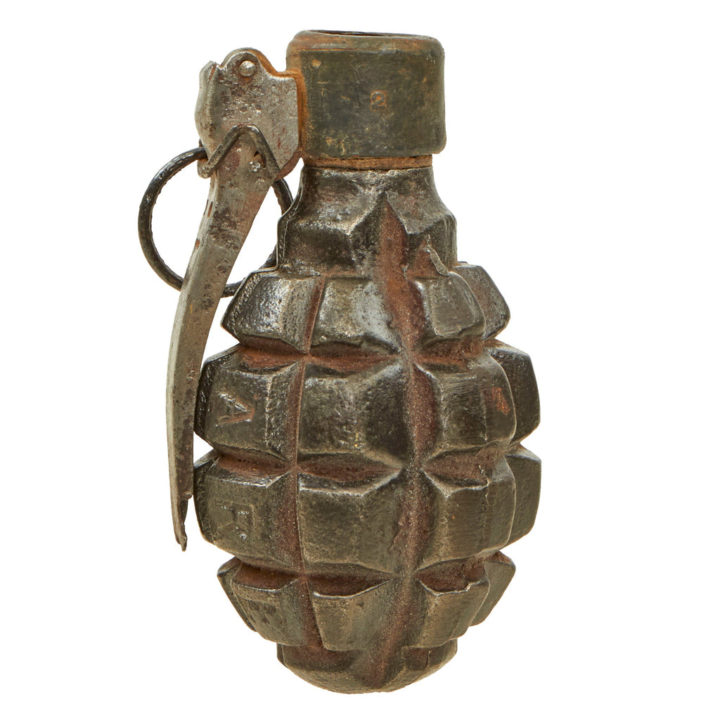 Original French WWII F1 Hand Grenade with Mle 1935 Fuze - Inert Original Items