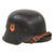 Original German WWII M34 Square Dip NSDAP Double Decal Civic Police Steel Helmet with Chinstrap and Liner Remnants - Ordnungspolizei Original Items