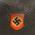 Original German WWII M34 Square Dip NSDAP Double Decal Civic Police Steel Helmet with Chinstrap and Liner Remnants - Ordnungspolizei Original Items