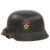 Original German WWII M34 Square Dip NSDAP Double Decal Civic Police Steel Helmet with Chinstrap and Liner Remnants - Ordnungspolizei Original Items