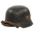 Original German WWII M34 Square Dip NSDAP Double Decal Civic Police Steel Helmet with Chinstrap and Liner Remnants - Ordnungspolizei Original Items