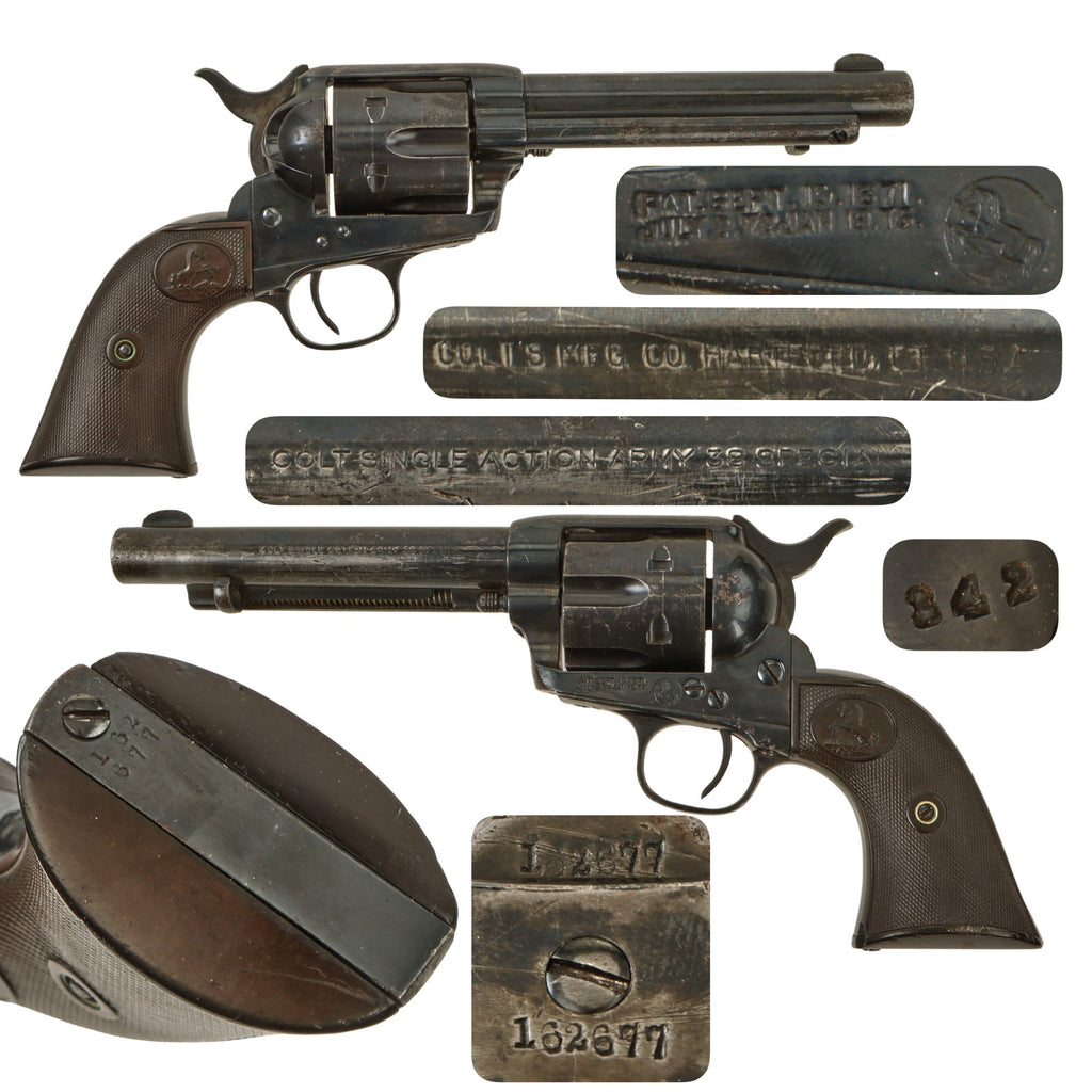 Original U.S. Colt .38 Special Single Action Army SAA Revolver Made in 1895 with Replaced 5 1/2" Barrel and Cylinder - Serial 162677 Original Items