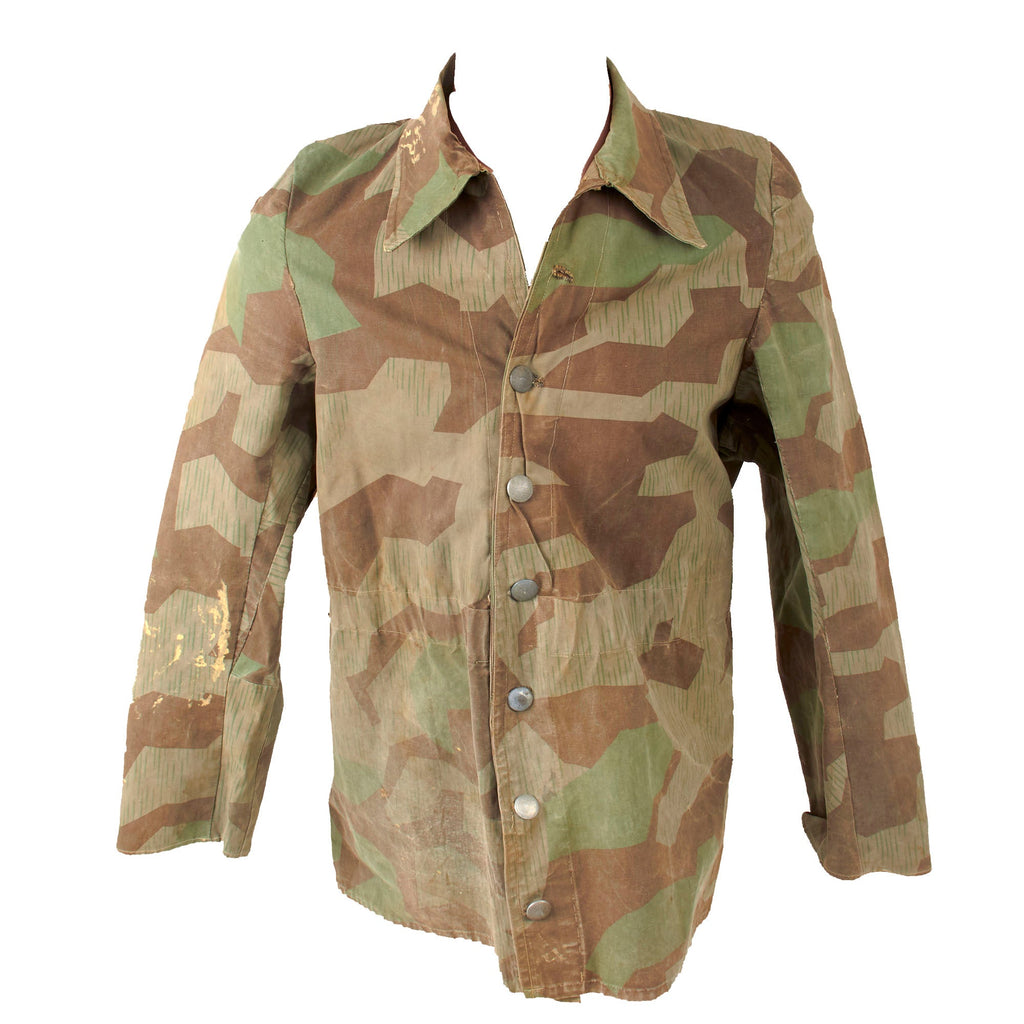Original German WWII Field Workshop Produced Camouflage Jacket Made From Splinter Pattern Zeltbahn Fabric Original Items