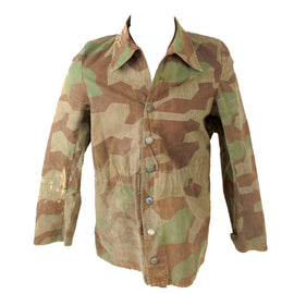 Original German WWII Field Workshop Produced Camouflage Jacket Made From Splinter Pattern Zeltbahn Fabric