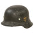Original German WWII Heer Army Age Toned Single Decal M42 Helmet with 1940 Dated 57cm Liner and Broken Chinstrap - Stamped EF64 Original Items