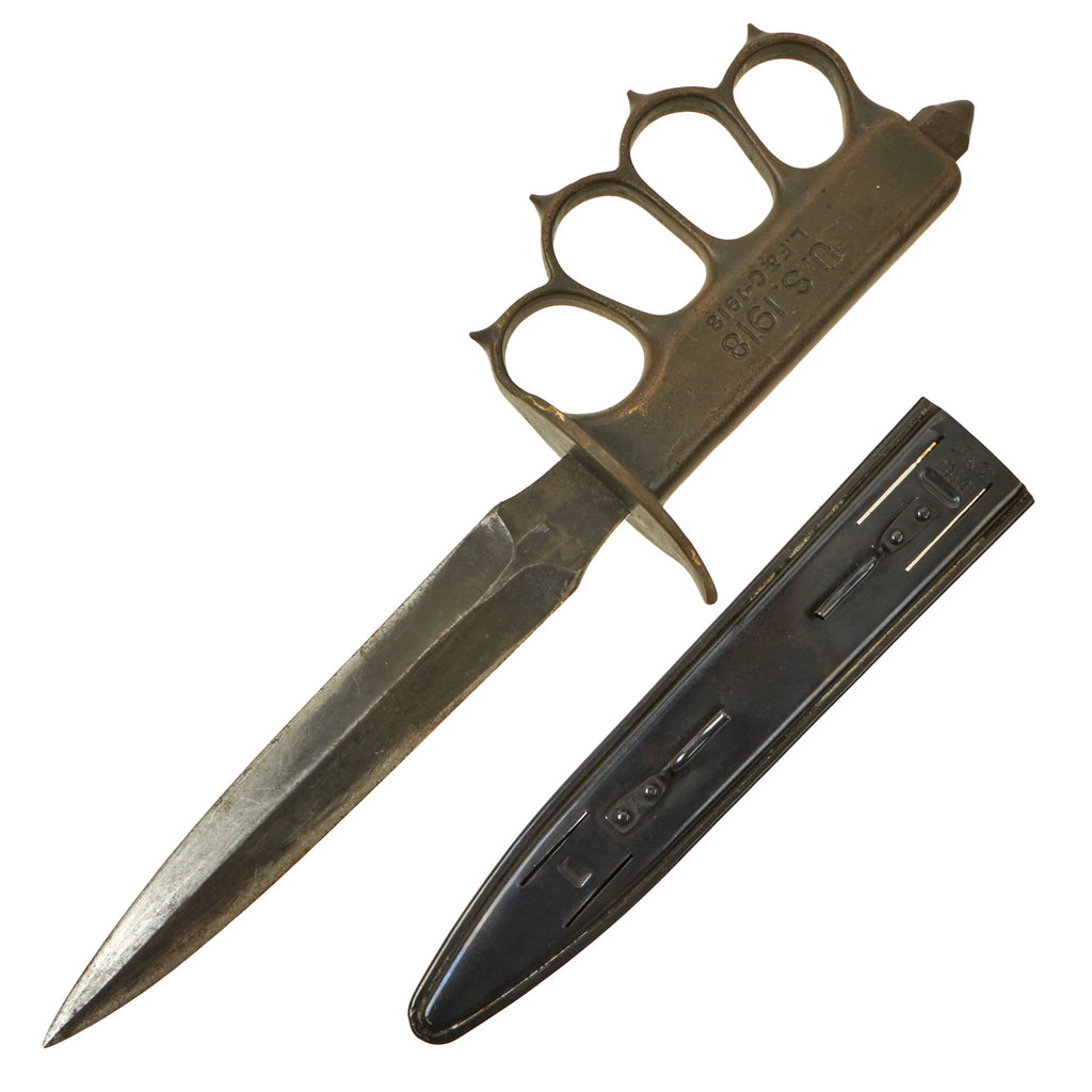 Original U.S. WWI Model 1918 Mark I Trench Knife by L. F. & C. with Quality Reproduction Scabbard Original Items