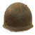 Original U.S. WWII Battle of the Bulge Battlefield Pickup Relic Lot: Battle-Damaged Fixed Bale Front Seam M1 Helmet Shell, Canteen Cup & Utensils - Inert Original Items