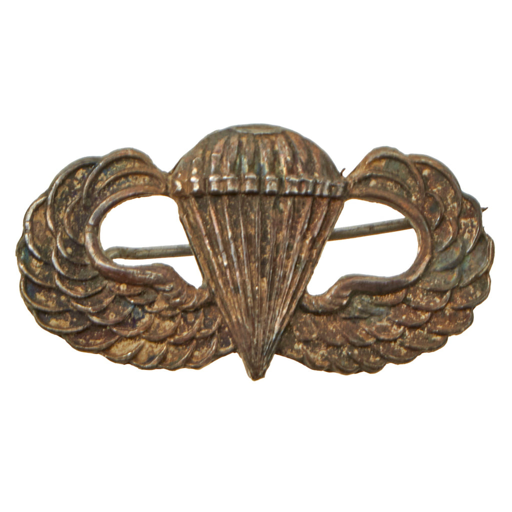 Original U.S. WWII Airborne British Made Jump Wings by J.R. Gaunt of London - Pin Back Parachutist Badge Original Items