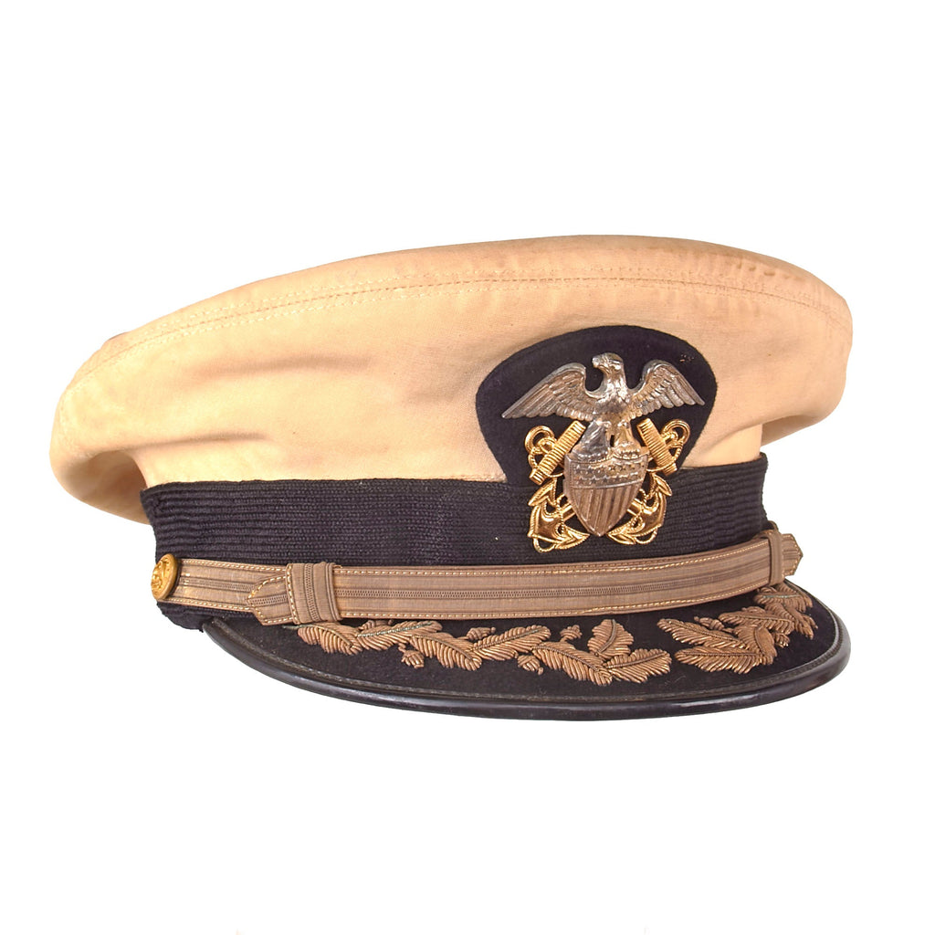 Original U.S. WWII Navy Vice Admiral’s Service Uniform Peaked Visor Cap by Art Caps of New York - Size 7⅜ Original Items