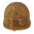 Original U.S. WWII Relic M1 Fixed Bale Front Seam Helmet Shell with Khaki & Brass Chinstrap Purportedly Recovered Near Bastogne Original Items