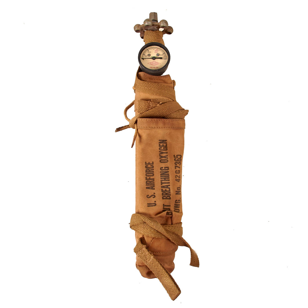 Original U.S. WWII Army Air Forces Bailout Breathing Oxygen Bottle with Carrier Original Items