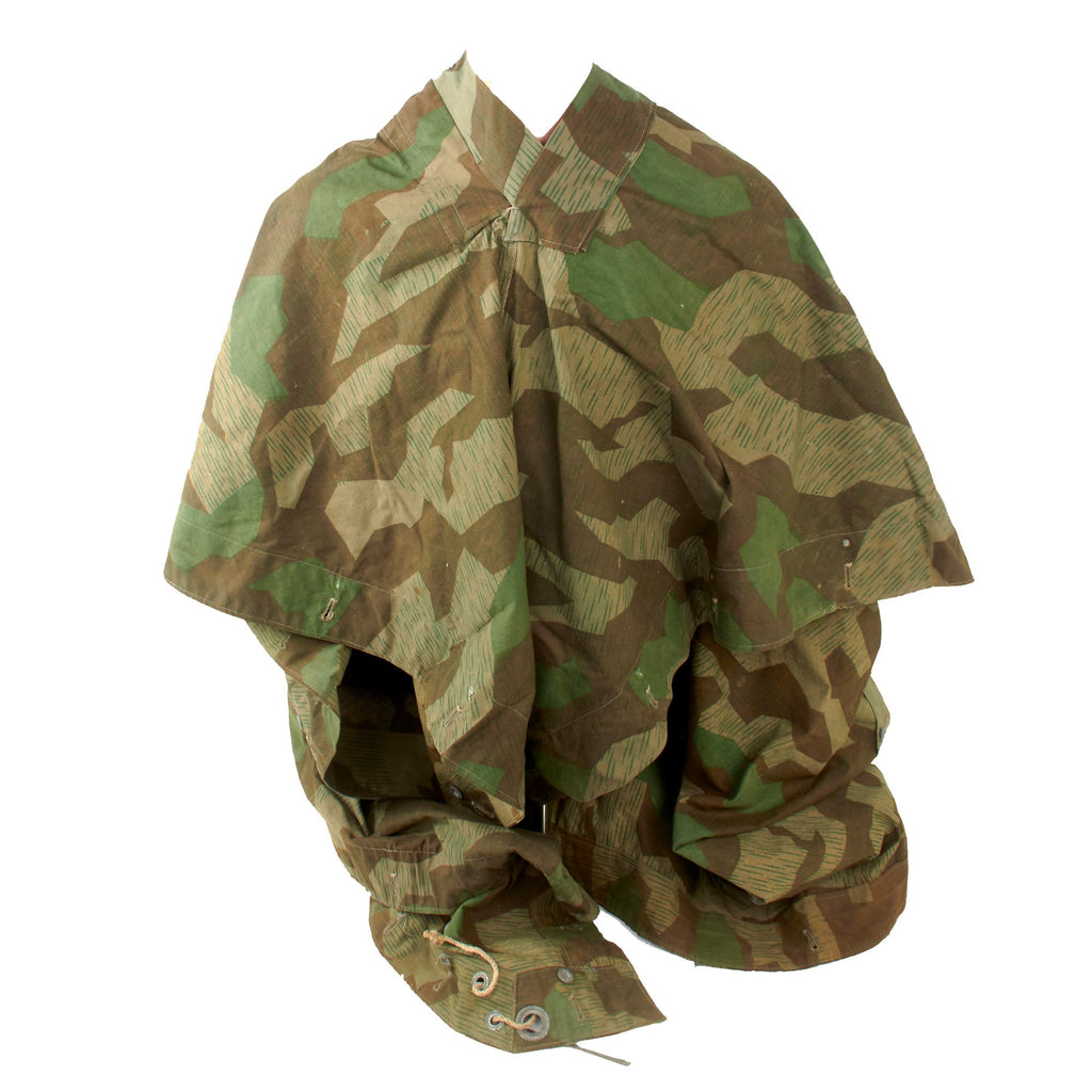 Original German WWII Zeltbahn Tent Quarter & Poncho in Splinter Pattern Reversible Camouflage with Faint Maker’s Stamp Original Items