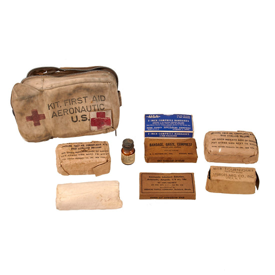 Original U.S. WWII Aeronautic First Aid Kit With Contents Original Items