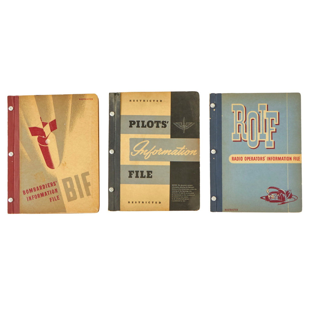 Original U.S. WWII Army Air Forces Restricted Information File Lot - Radio Operators, Bombardiers, & Pilots - Extremely Rare Original Items