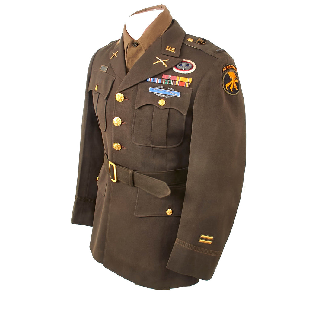 Original U.S. WWII Named 17th Airborne Division Lieutenant’s Uniform Group with Enamel DI - J.W. Howell Original Items