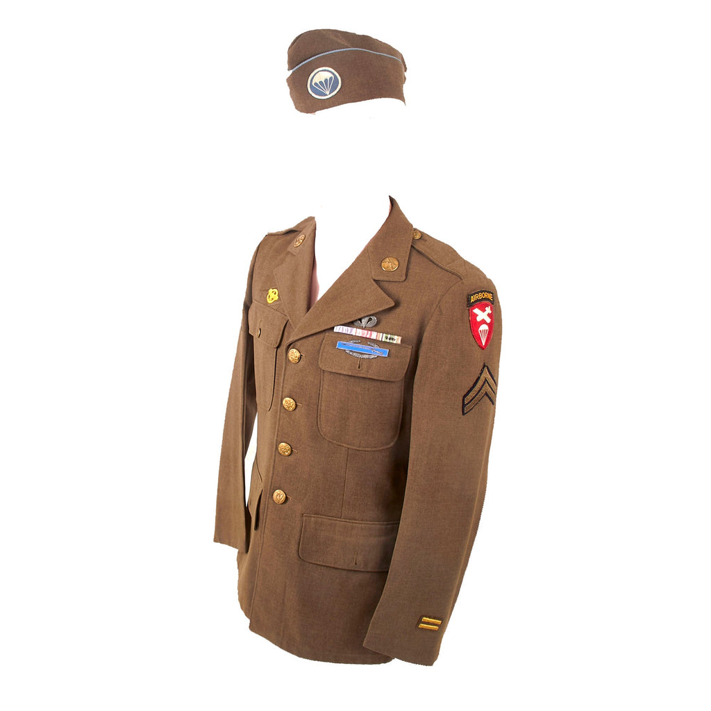 Original U.S. WWII 101st Airborne & Airborne Command Named Uniform Jacket & Garrison Cap - Joseph Mark Lynch Original Items