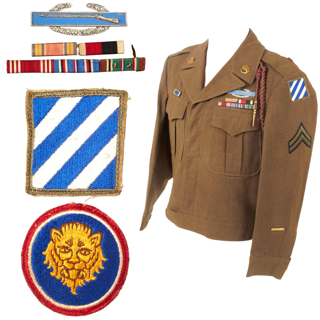 Original U.S. WWII 106th Infantry Division & 3rd Infantry Division Ike Jacket with Laundry Number & Ribbon Bar Original Items