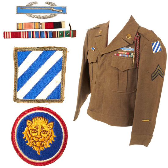 Original U.S. WWII 106th Infantry Division & 3rd Infantry Division Ike Jacket with Laundry Number & Ribbon Bar Original Items
