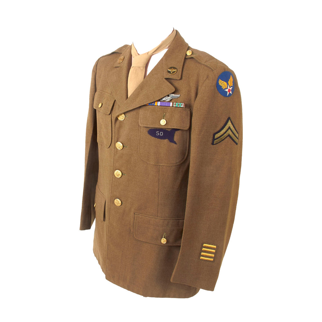 Original U.S. WWII AAF Corporal’s Uniform Jacket with “50 Mission” Patch & Laundry Number Original Items