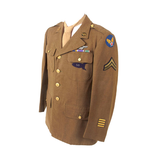 Original U.S. WWII AAF Corporal’s Uniform Jacket with “50 Mission” Patch & Laundry Number Original Items