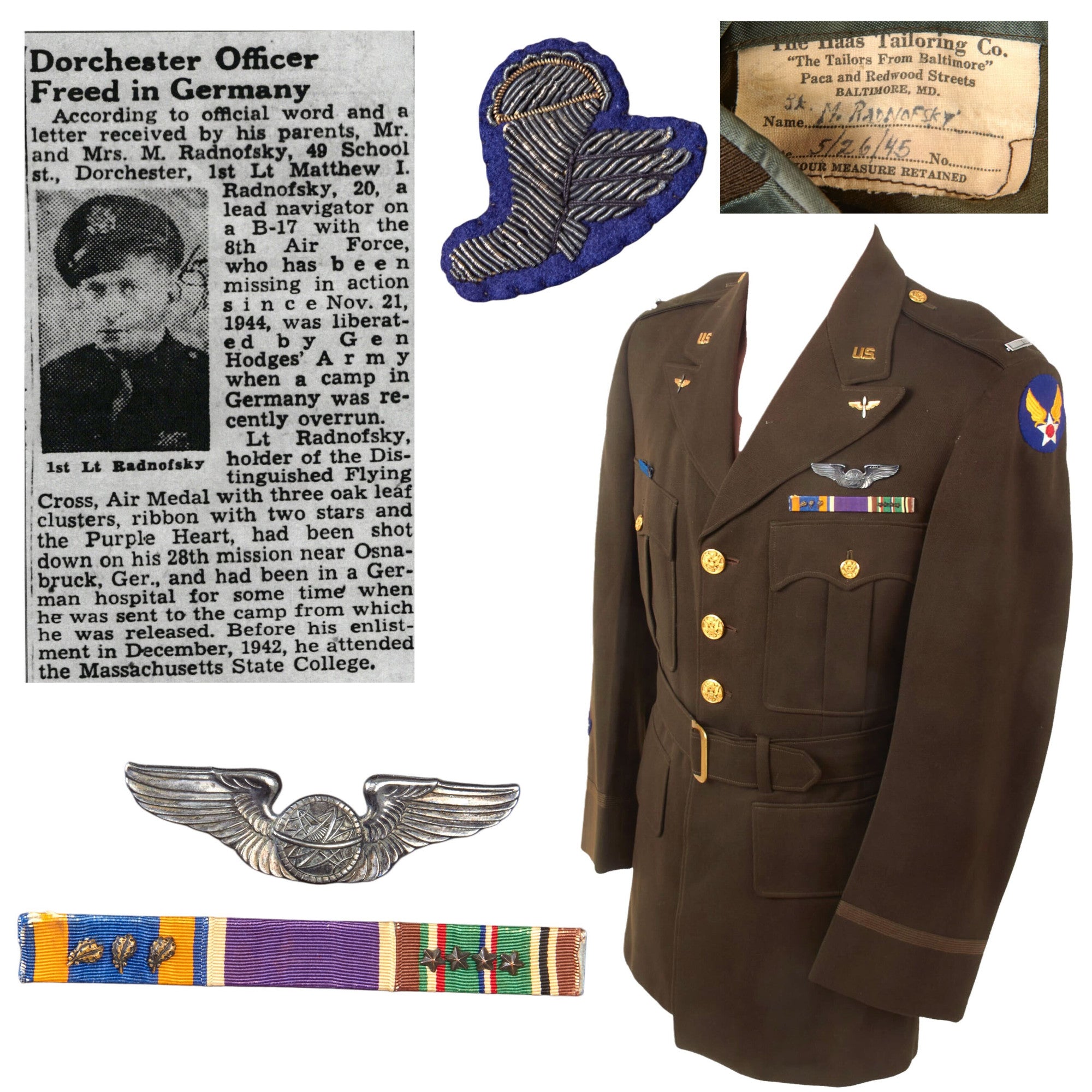 Original U.S. WWII Named 8th Air Force Uniform of POW Lt. Navigator Ma International Military Antiques Original U.S. WWII Named 8th Air Force Uniform of POW Lt. Navigator Ma International Military Antiques