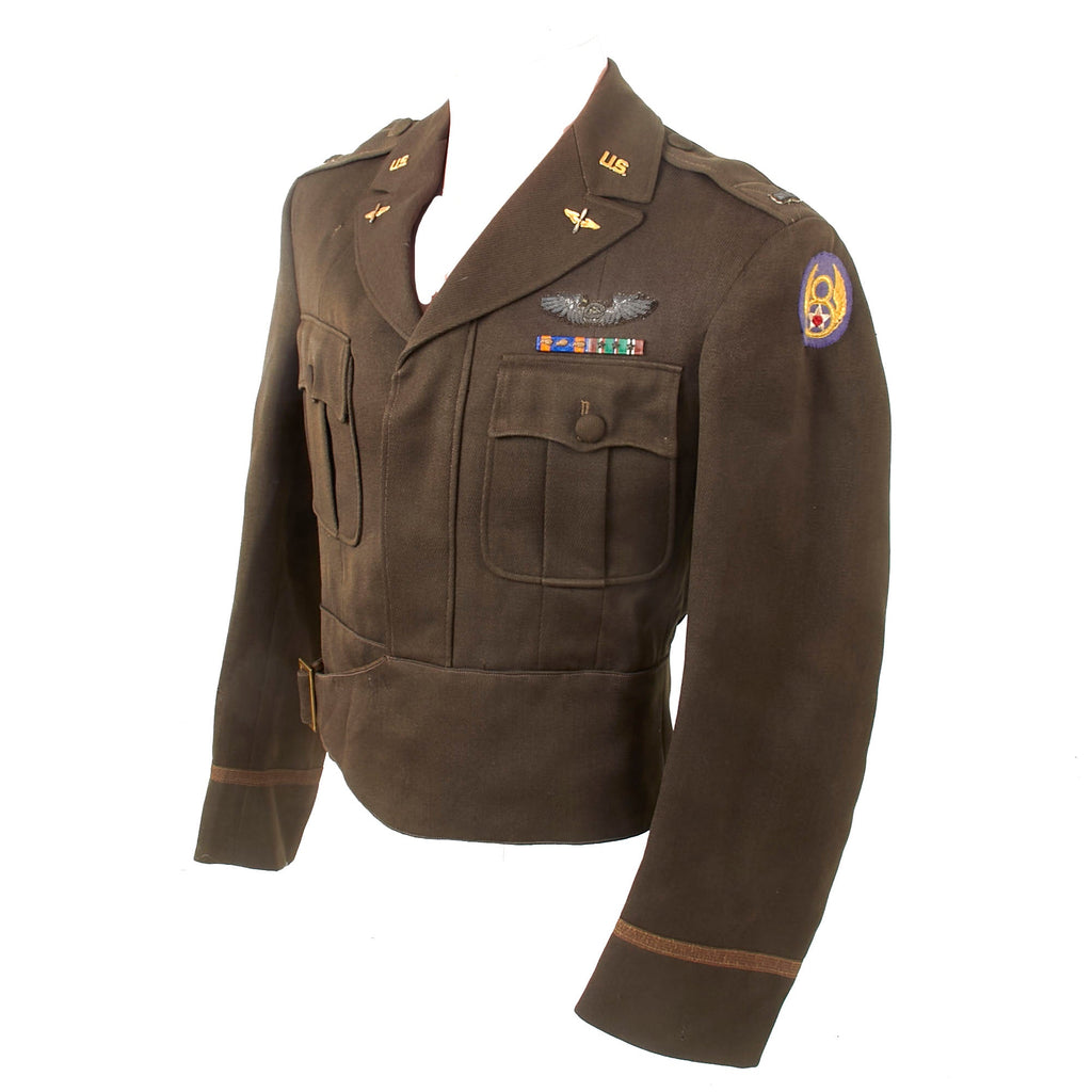 Original U.S. WWII 8th Air Force Lieutenant Navigator Jack Well’s Tailored Ike Jacket with Bullion Wings - 339th Bomb Squadron, 96th Bomb Group, 8th Air Force - Missing in Action. Original Items