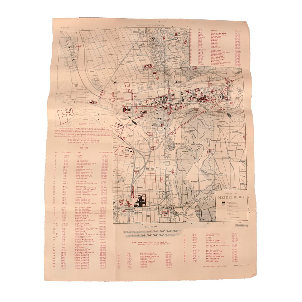 Original U.S. WWII Jeep Canvas Roll Map Case with Map of Heidelberg Sh ...
