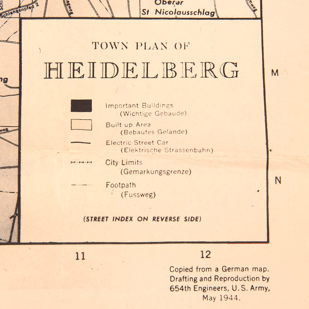 Original U.S. WWII Jeep Canvas Roll Map Case with Map of Heidelberg Sh ...