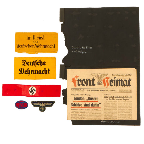 DRAFT Original German WWII Armband Set - Deutsche Wehrmacht and Wehrmacht Non-German Civilian Service Armbands Original Items