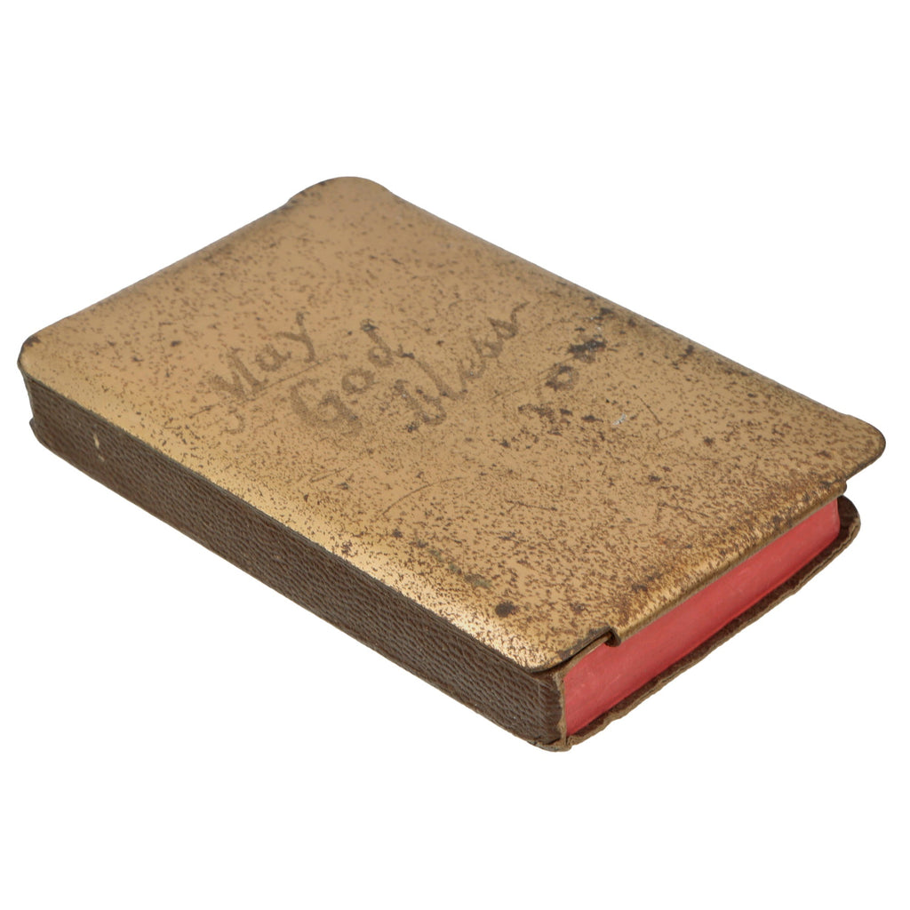 Original U.S. WWII Era “May God Bless You” New Testament Heart-Shield Breast Pocket Bible - Named Original Items