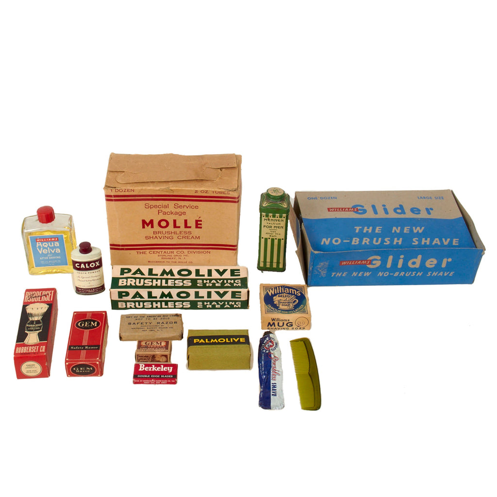Original U.S. WWII Personal Effect Items Lot Including Sealed Toiletries Original Items