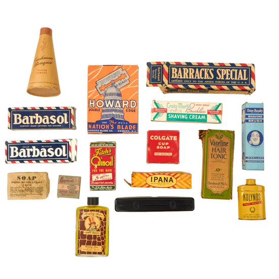 Original U.S. WWII Personal Effect Items Lot Including Sealed Toiletries Original Items