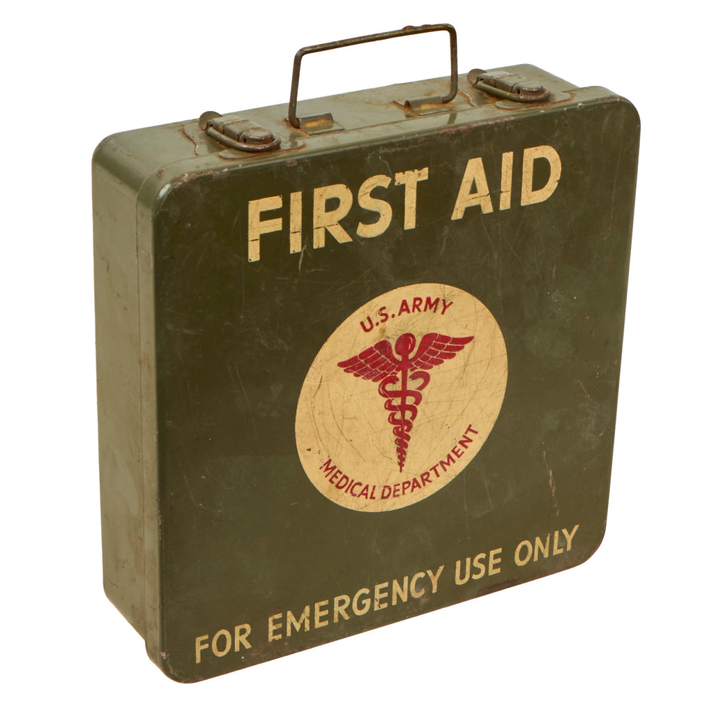 Original U.S. WWII Motor Vehicle 24-Unit Emergency First Aid Kit - EMPTY - Stock No. 9777100 Original Items