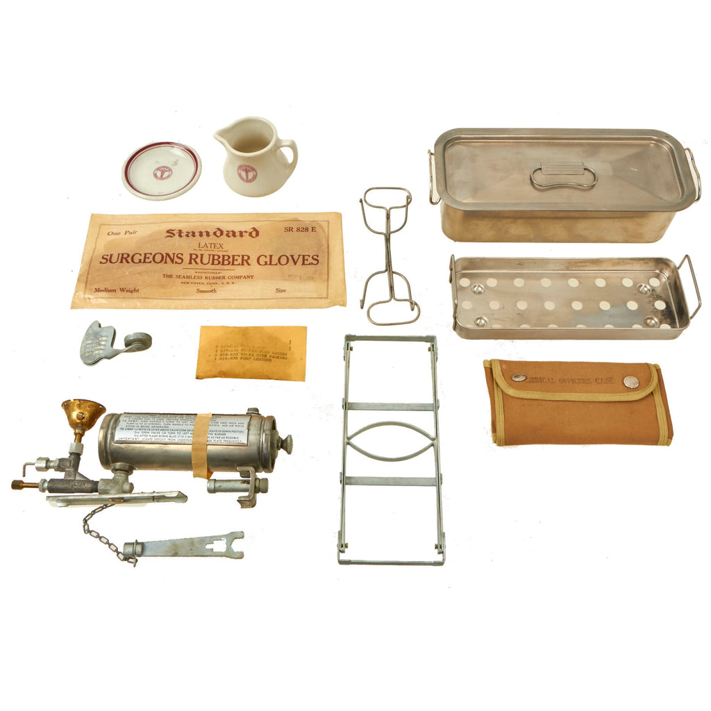 Original U.S. WWII Medical Department Surgeon’s Lot of Tools & Equipment with Coleman Model 527 & Medical Officer’s Case Original Items