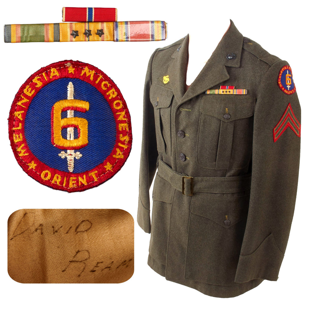 Original U.S. WWII USMC Named 6th Marine Division Uniform with Bronze Star Ribbon Bar - Corporal David D. Ream, 15th Marine Artillery Regiment Original Items