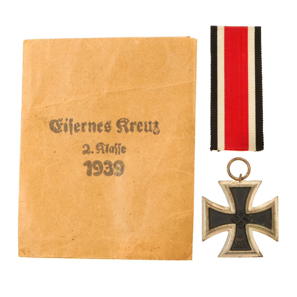Original German WWII Wehrmacht Iron Cross 2nd Class 1939 by Richard Simm & Sohne with Ribbon in Paper Packet Original Items