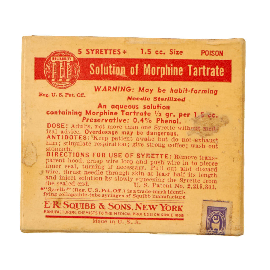 Original U.S. WWII Combat Medic Set of Five EMPTY Morphine Syrettes in ...