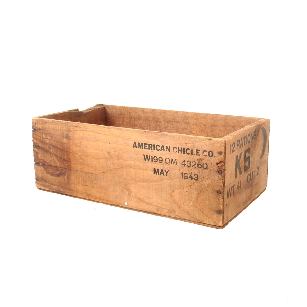 Original U.S. WWII K-Ration Crate by the American Chicle Company - Dated May 1943 Original Items