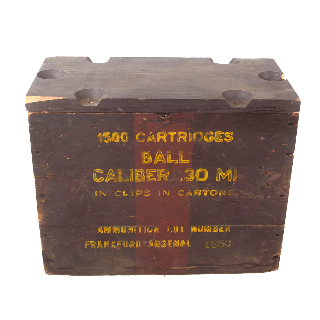 Original U.S. WWII Caliber .30 M1 Frankford Arsenal 1500 Cartridge Wooden Ammunition Crate with Lid