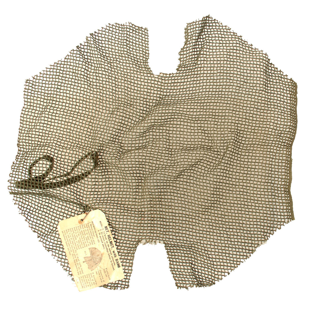 Original U.S. WWII M1944 Helmet Net with Band & Original Tag - Rare Original Items